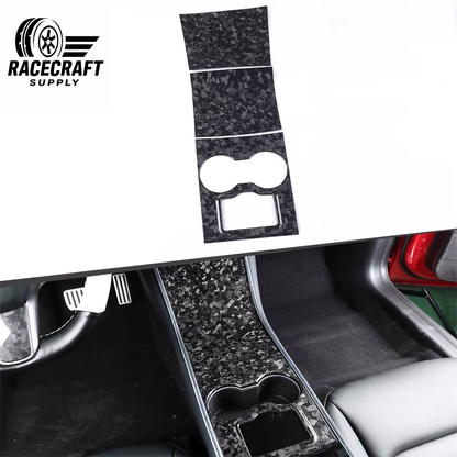 Center Console Cover 3 Pcs Dry Carbon Fiber for Tesla Model 3 & Y